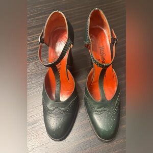 Yves Saint Laurent Vintage Green T-Strap Heels